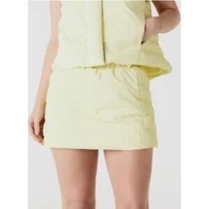 NWT Rains Sz S 0 2 Loop Puffer Mini Skirt  in straw butter yellow MSRP $170